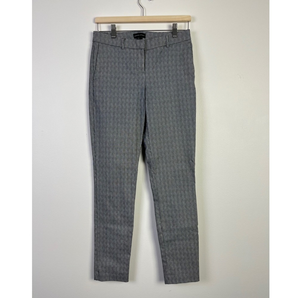 Adrienne Vittadini Officecore Gray Plaid Ankle‎ Pants Slim Fit Casual Size 4
